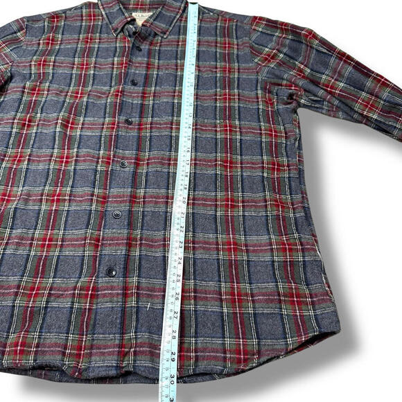 L.L. Bean Flannel Shirt Sz XL Slim Fit Plaid Button-Up Cotton Long Sleeve Retro - Picture 7 of 7